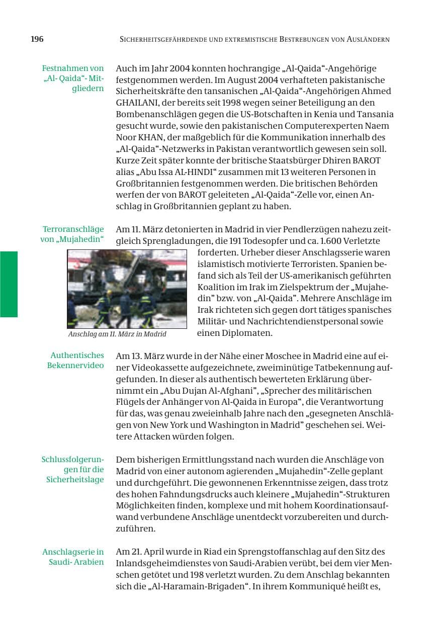 Seite 198 des Verfassungsschutzbericht 2004 Bund