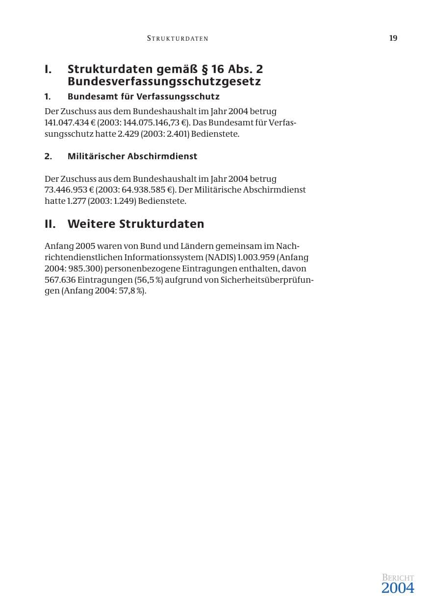 Seite 21 des Verfassungsschutzbericht 2004 Bund