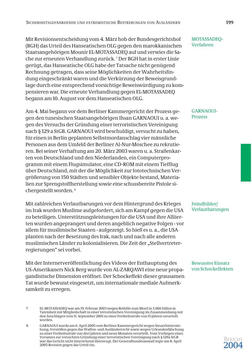 Seite 201 des Verfassungsschutzbericht 2004 Bund