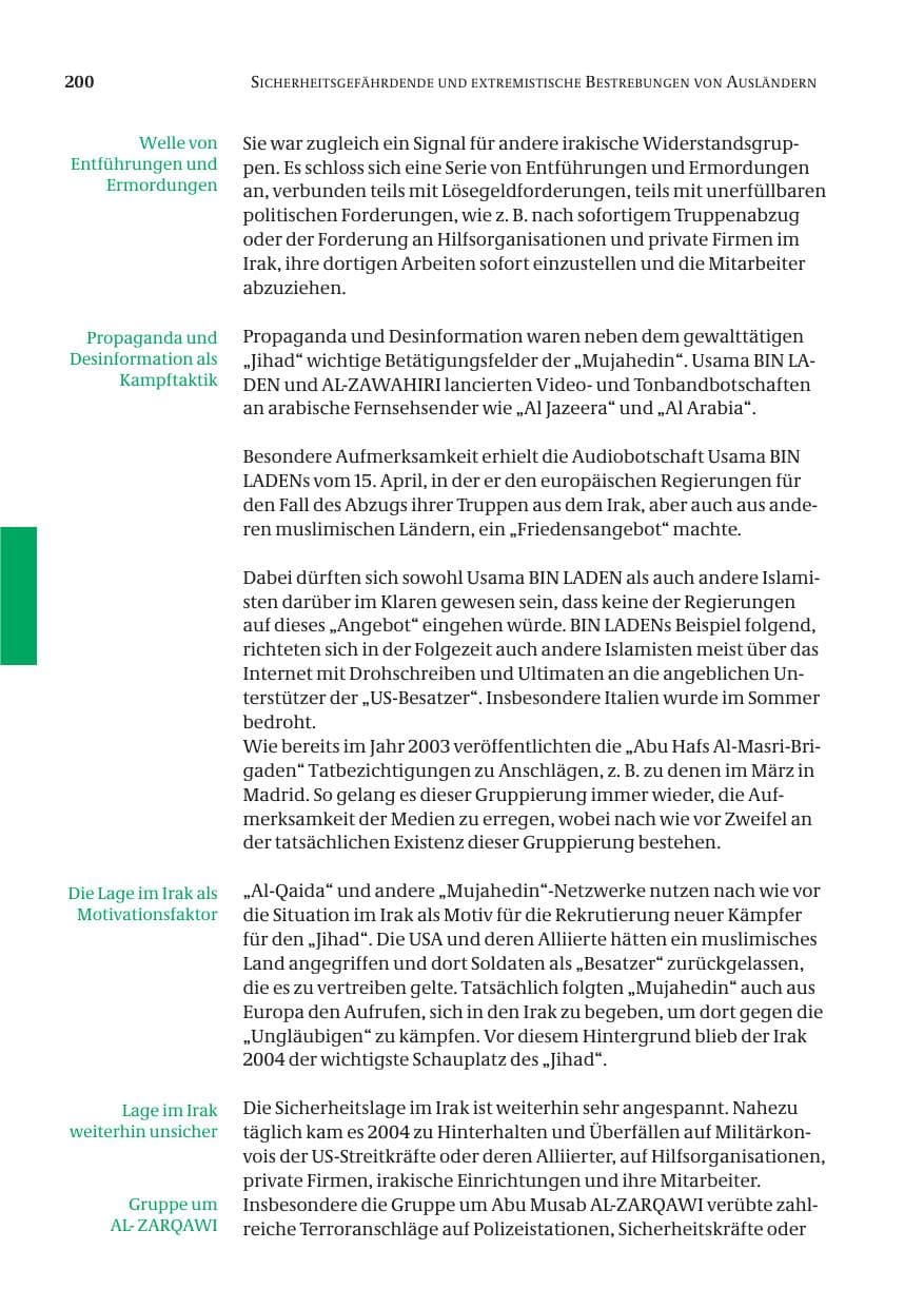 Seite 202 des Verfassungsschutzbericht 2004 Bund