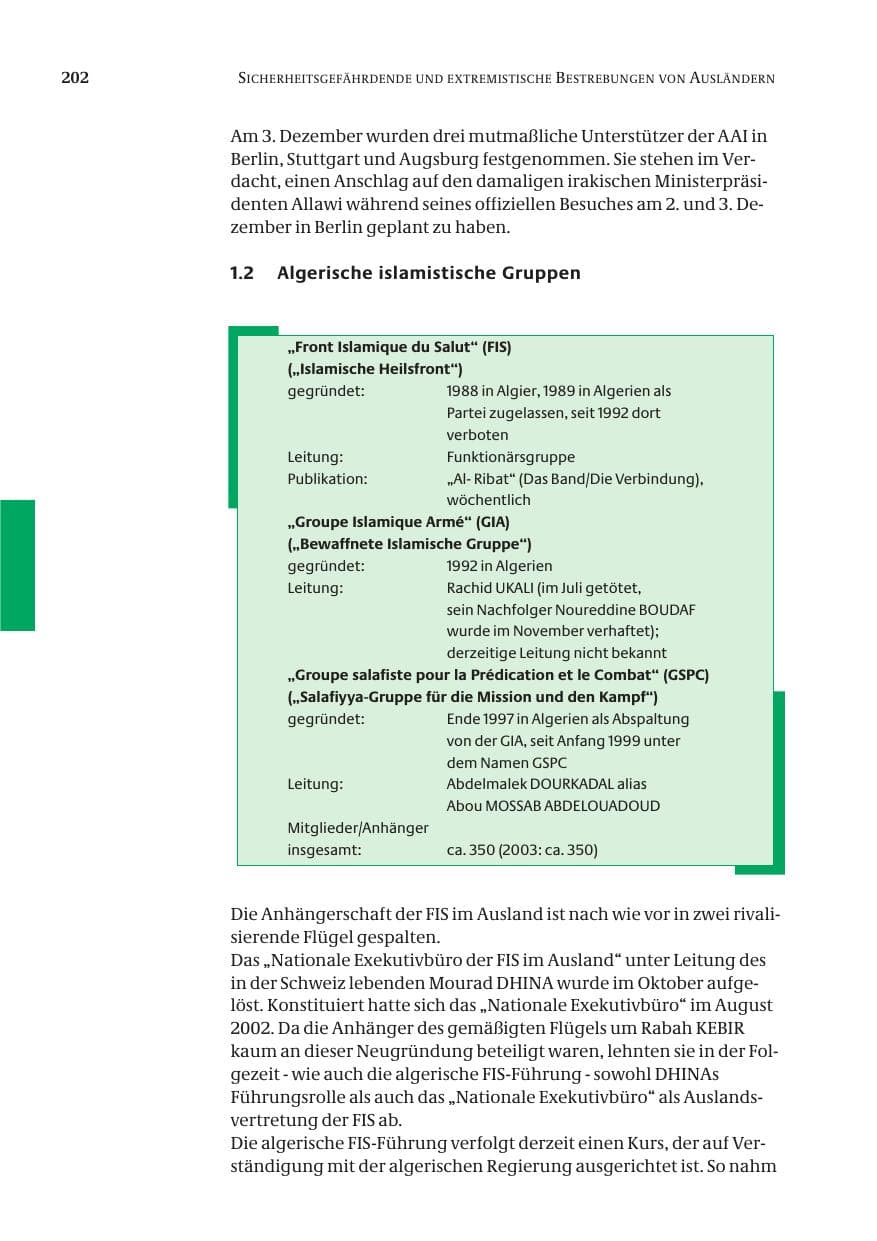 Seite 204 des Verfassungsschutzbericht 2004 Bund
