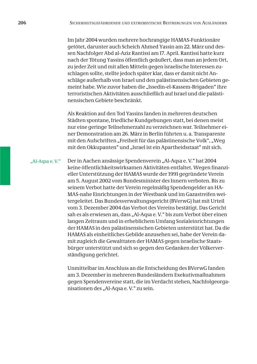 Seite 208 des Verfassungsschutzbericht 2004 Bund