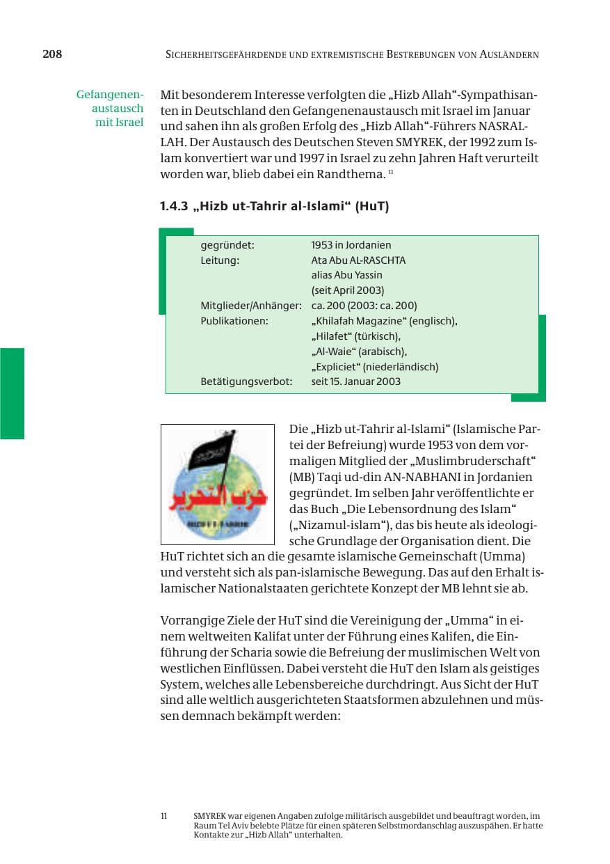 Seite 210 des Verfassungsschutzbericht 2004 Bund