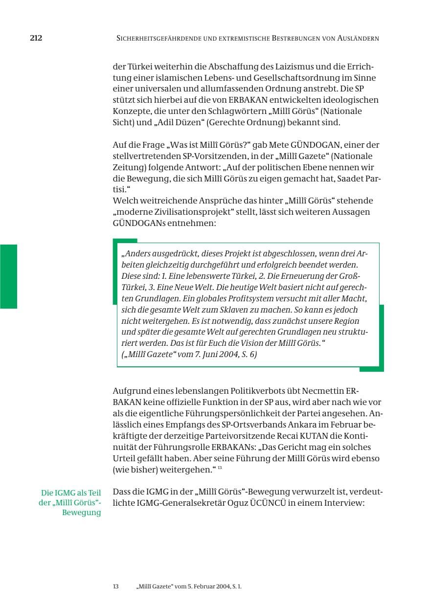 Seite 214 des Verfassungsschutzbericht 2004 Bund
