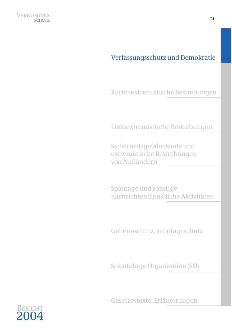 Seite 23 des Verfassungsschutzbericht 2004 Bund