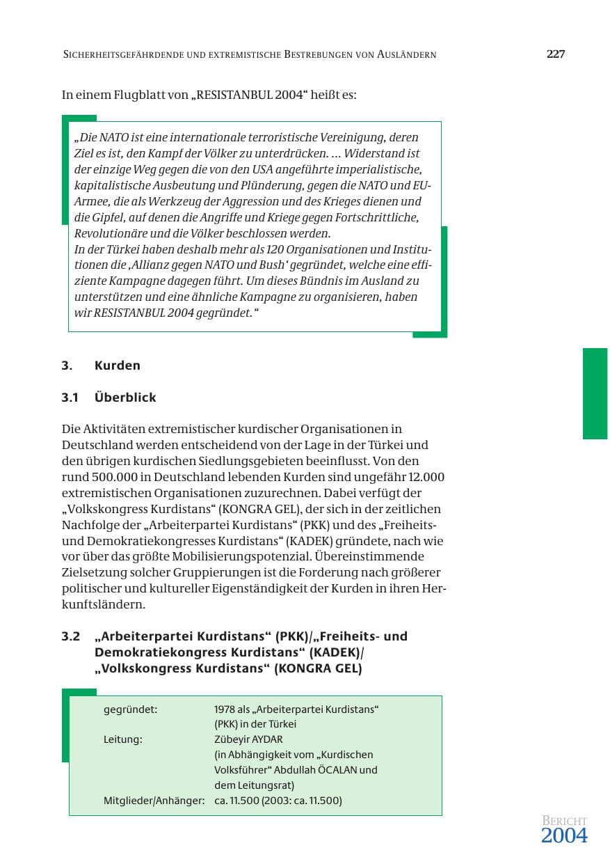 Seite 229 des Verfassungsschutzbericht 2004 Bund