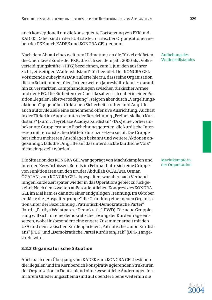Seite 231 des Verfassungsschutzbericht 2004 Bund