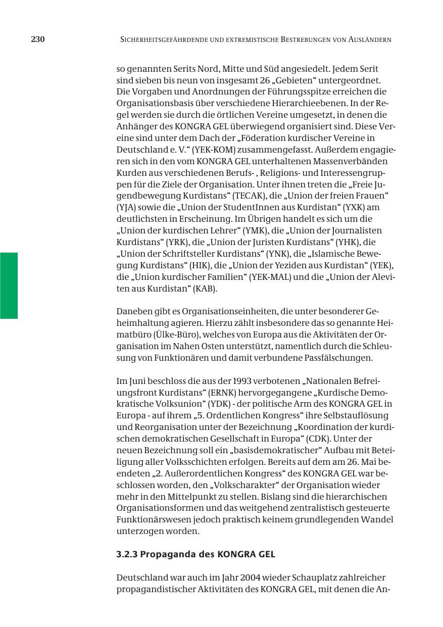 Seite 232 des Verfassungsschutzbericht 2004 Bund