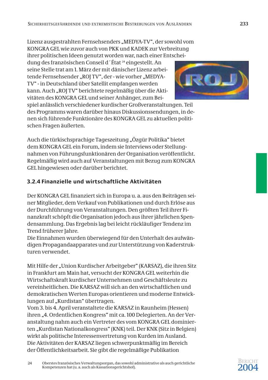 Seite 235 des Verfassungsschutzbericht 2004 Bund