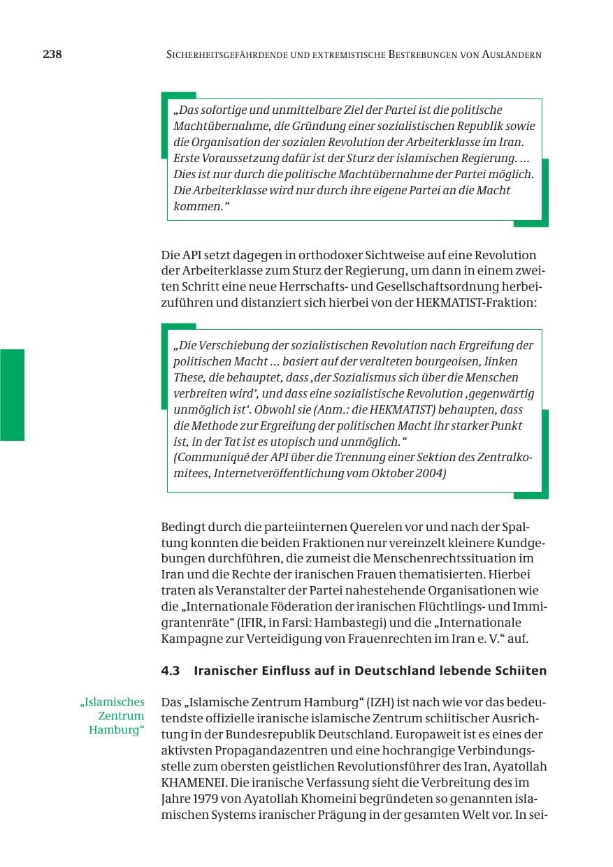 Seite 240 des Verfassungsschutzbericht 2004 Bund