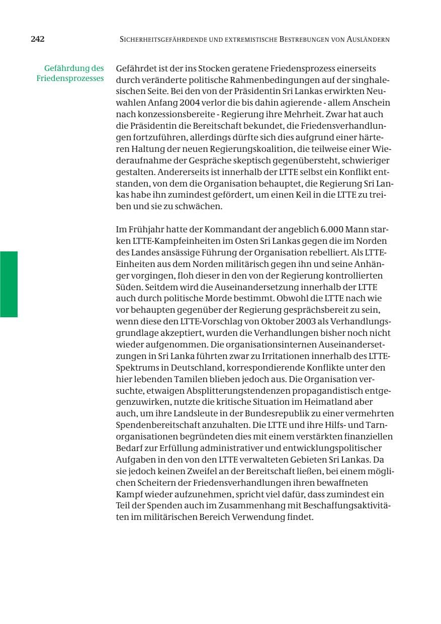 Seite 244 des Verfassungsschutzbericht 2004 Bund