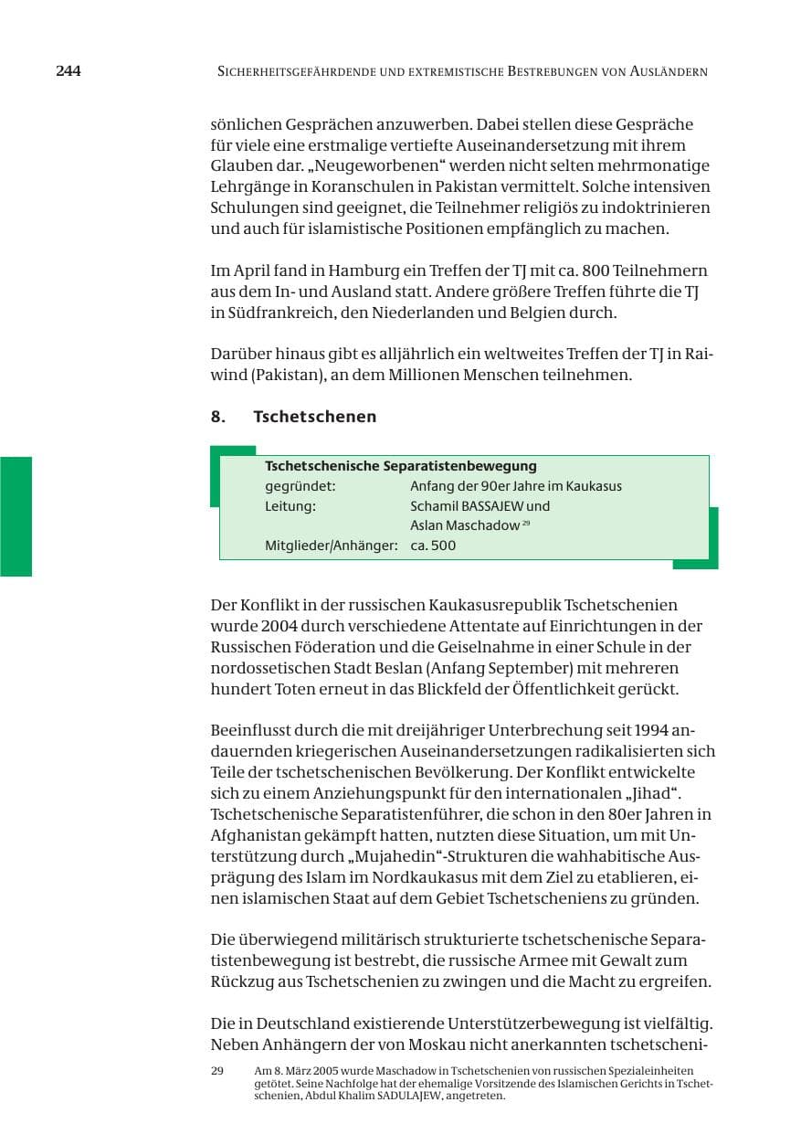 Seite 246 des Verfassungsschutzbericht 2004 Bund