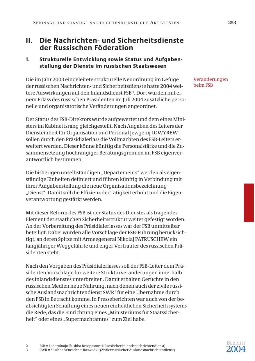 Seite 255 des Verfassungsschutzbericht 2004 Bund