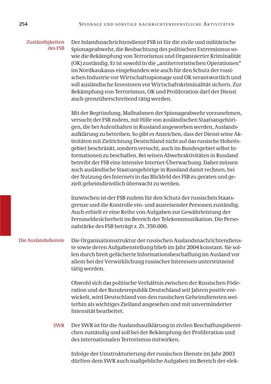 Seite 256 des Verfassungsschutzbericht 2004 Bund