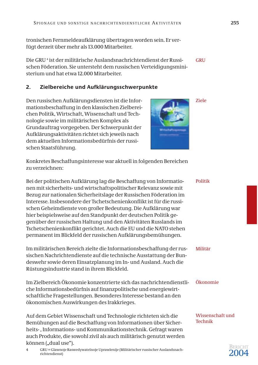 Seite 257 des Verfassungsschutzbericht 2004 Bund