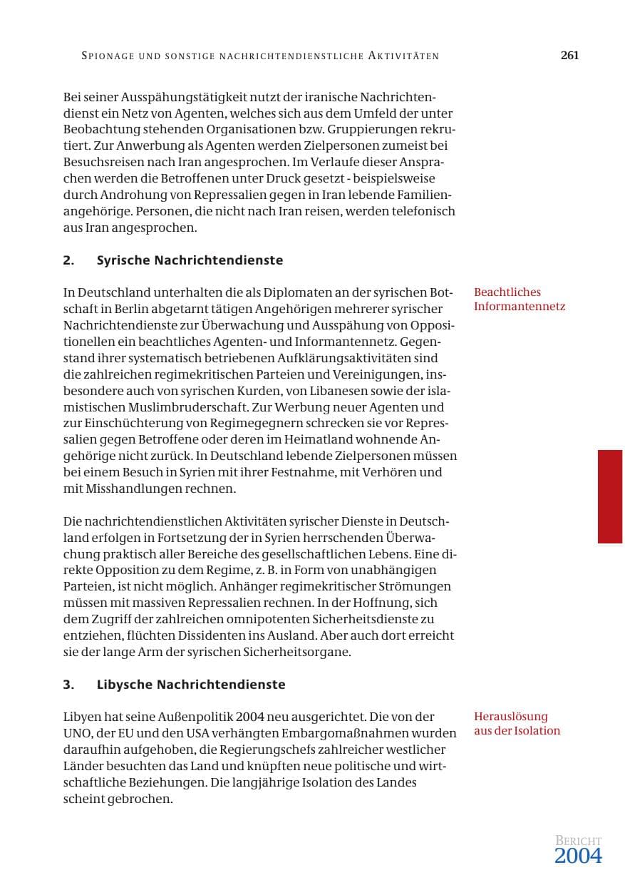 Seite 263 des Verfassungsschutzbericht 2004 Bund