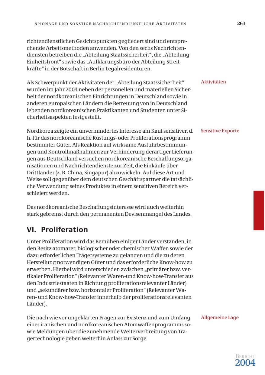 Seite 265 des Verfassungsschutzbericht 2004 Bund
