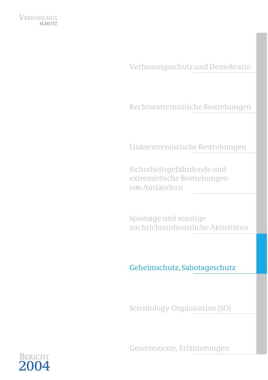 Seite 269 des Verfassungsschutzbericht 2004 Bund