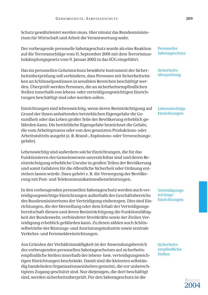 Seite 271 des Verfassungsschutzbericht 2004 Bund