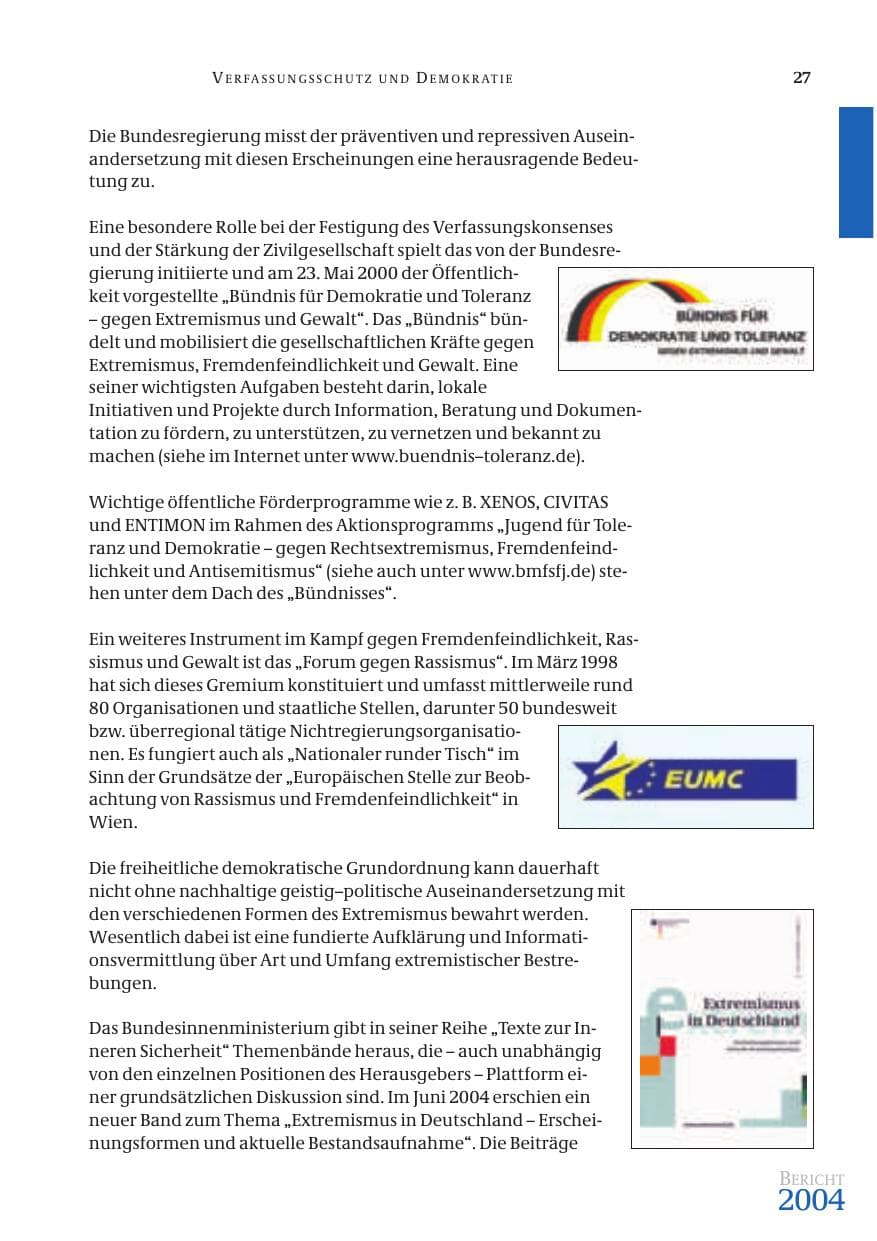 Seite 29 des Verfassungsschutzbericht 2004 Bund