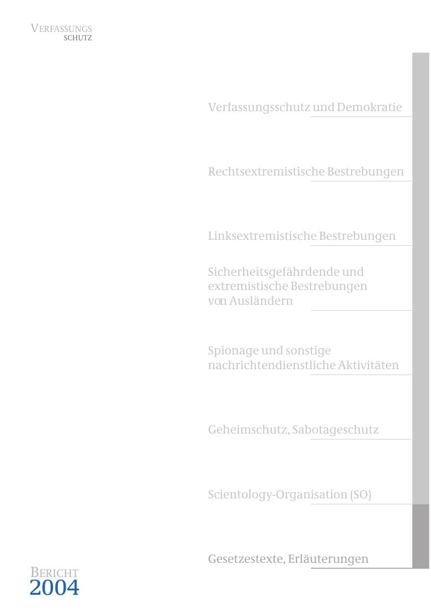 Seite 285 des Verfassungsschutzbericht 2004 Bund