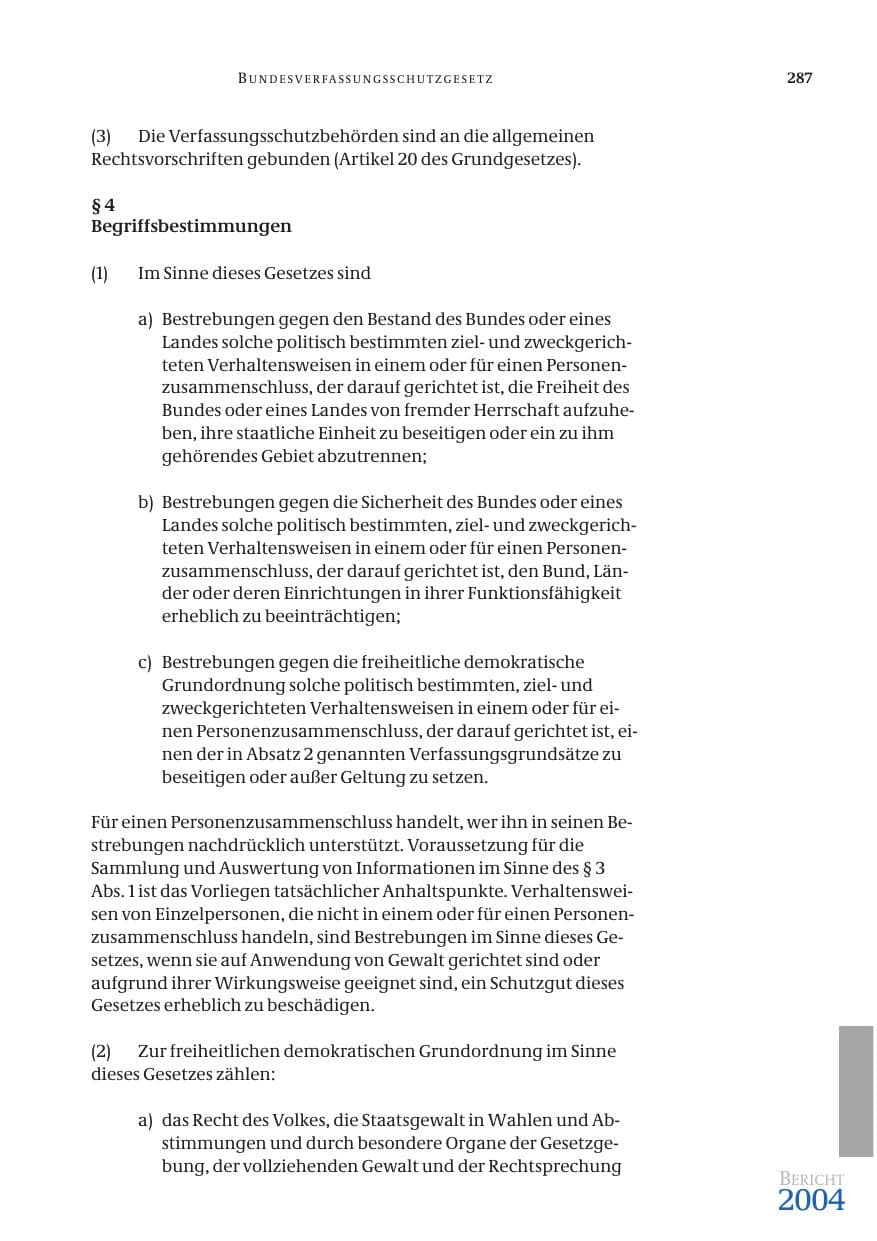 Seite 289 des Verfassungsschutzbericht 2004 Bund