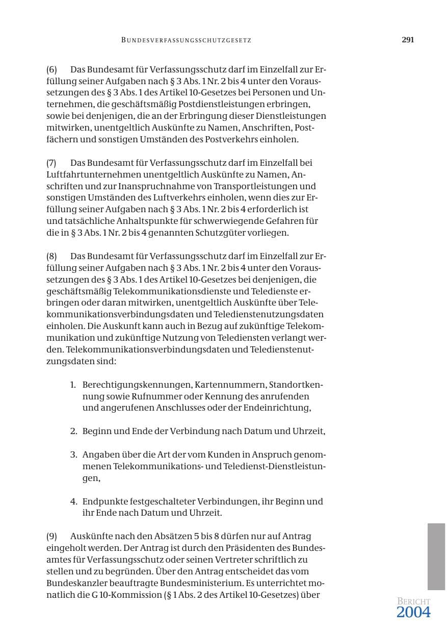 Seite 293 des Verfassungsschutzbericht 2004 Bund