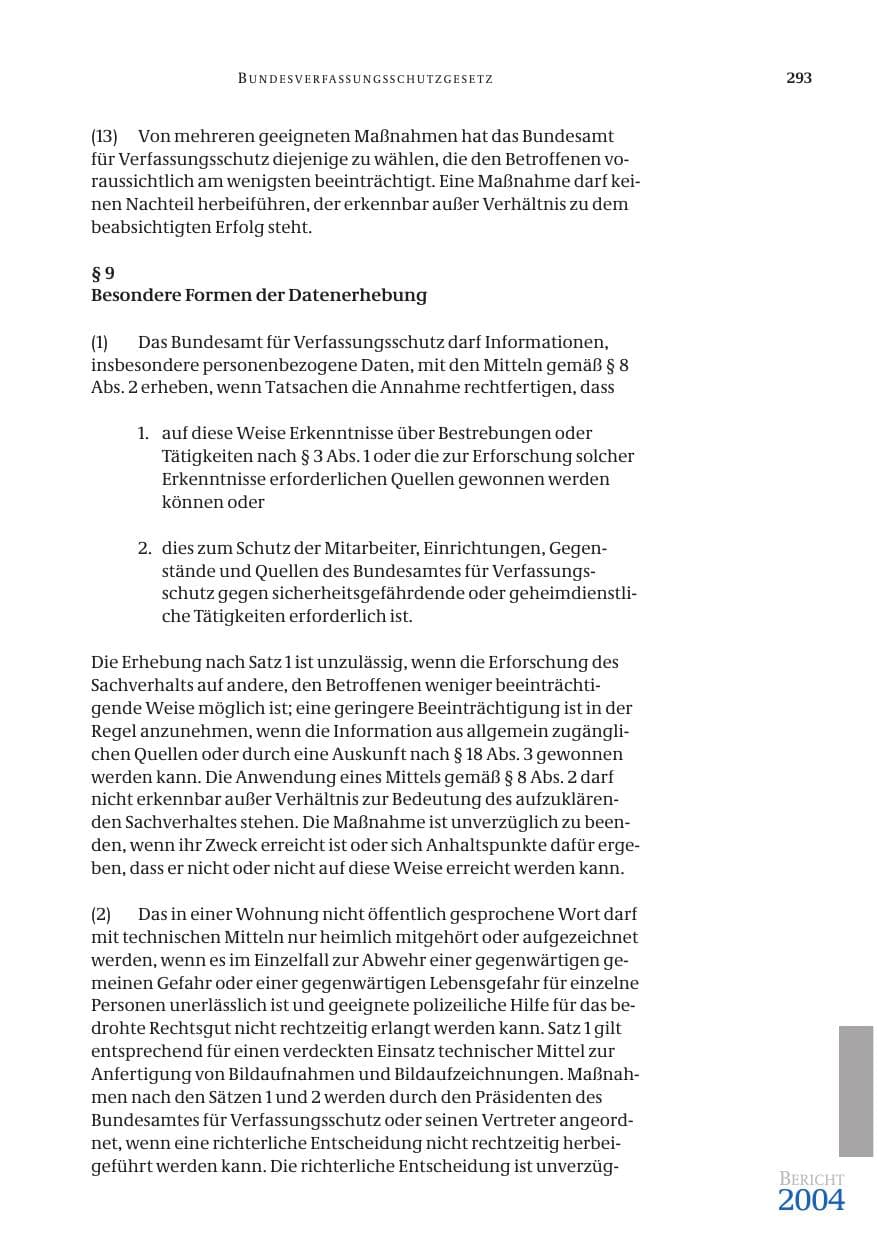 Seite 295 des Verfassungsschutzbericht 2004 Bund