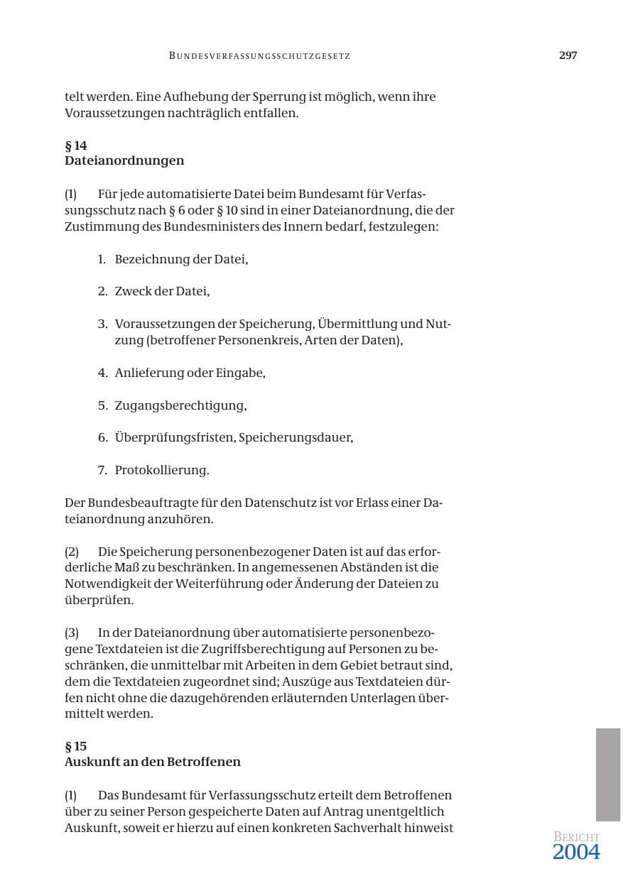 Seite 299 des Verfassungsschutzbericht 2004 Bund
