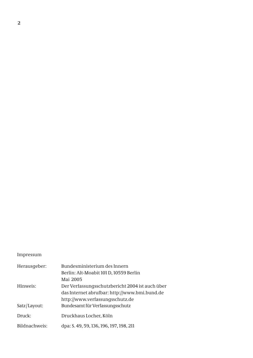Seite 4 des Verfassungsschutzbericht 2004 Bund