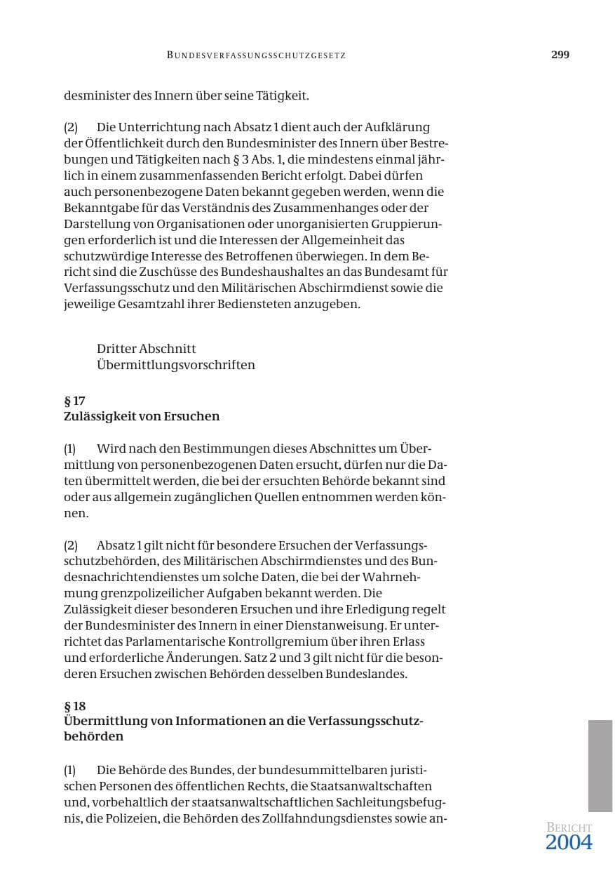 Seite 301 des Verfassungsschutzbericht 2004 Bund