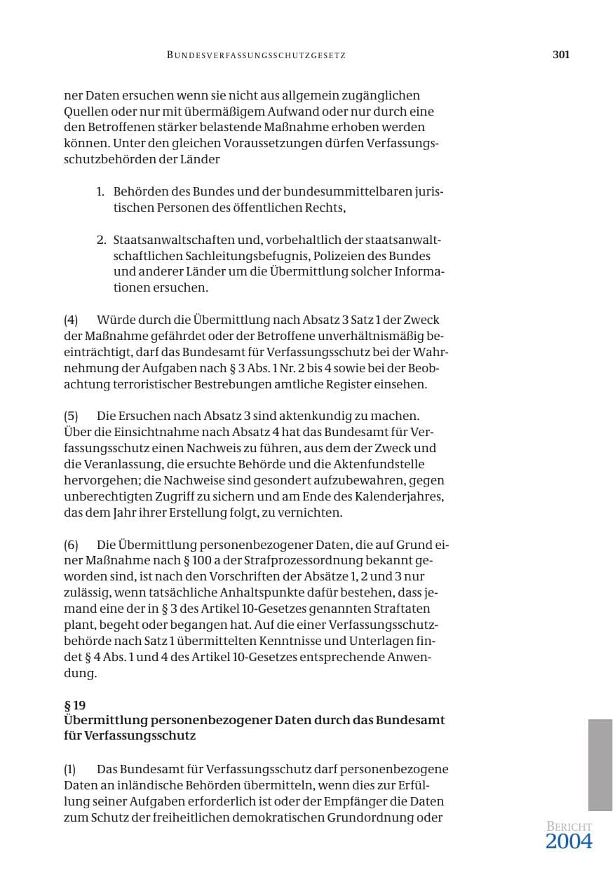 Seite 303 des Verfassungsschutzbericht 2004 Bund
