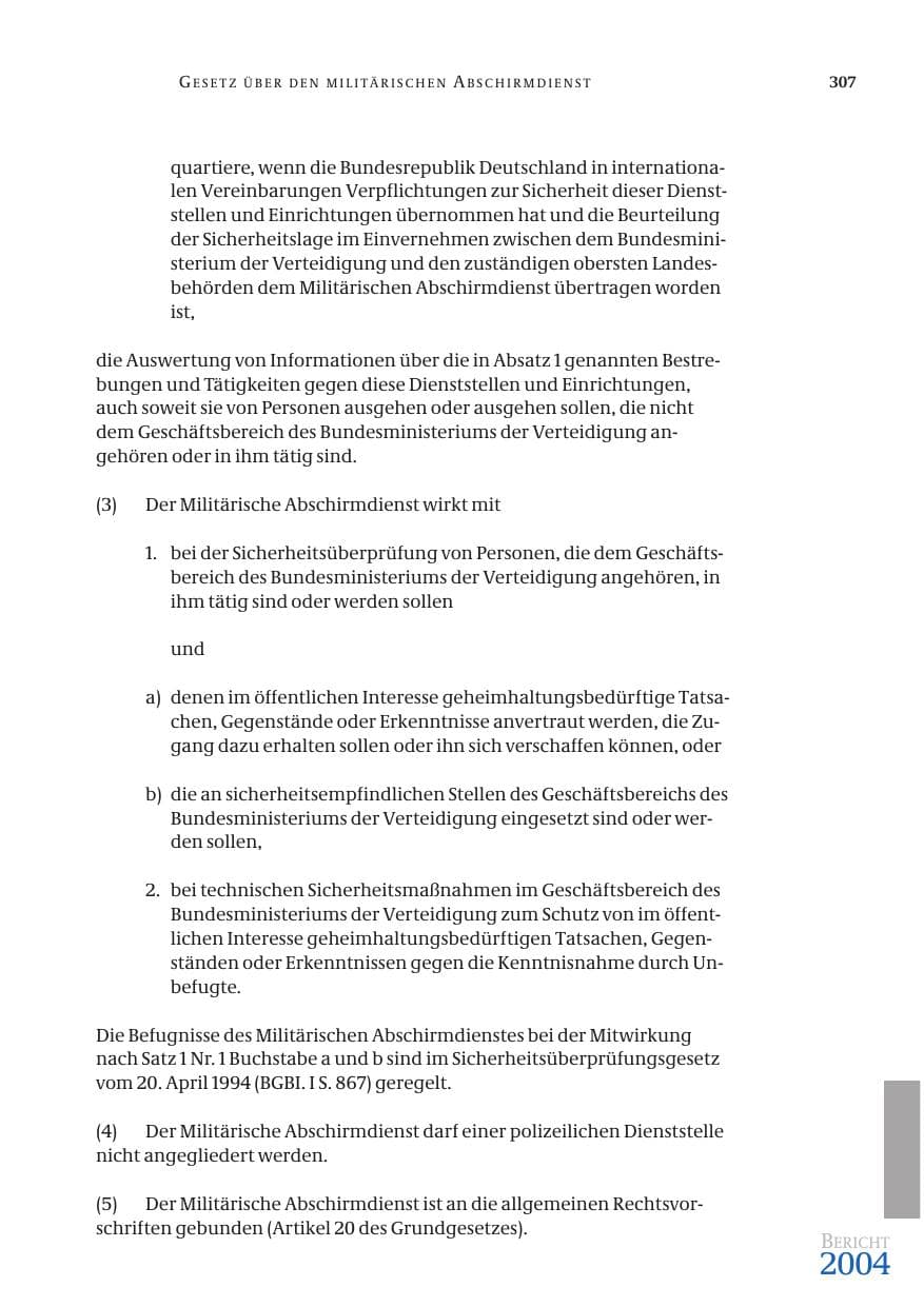 Seite 309 des Verfassungsschutzbericht 2004 Bund