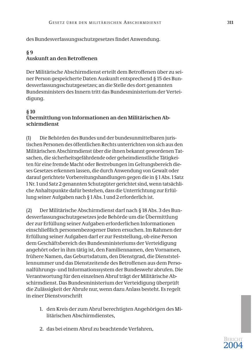 Seite 313 des Verfassungsschutzbericht 2004 Bund