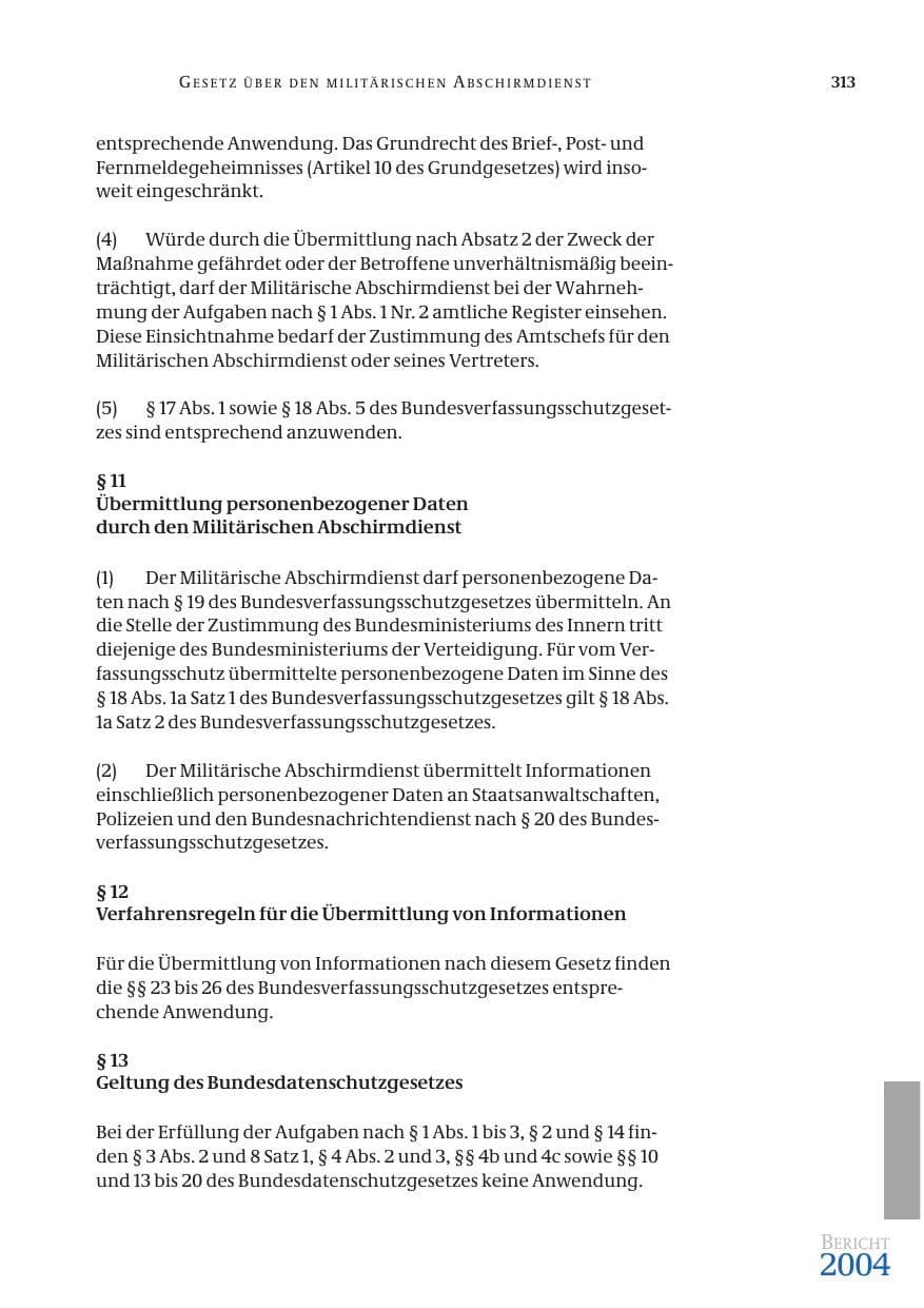 Seite 315 des Verfassungsschutzbericht 2004 Bund