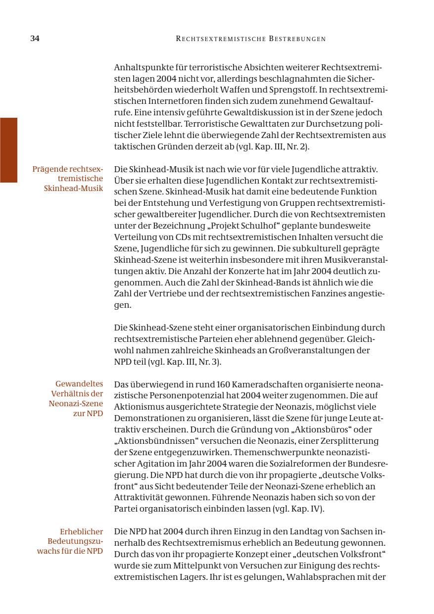 Seite 36 des Verfassungsschutzbericht 2004 Bund