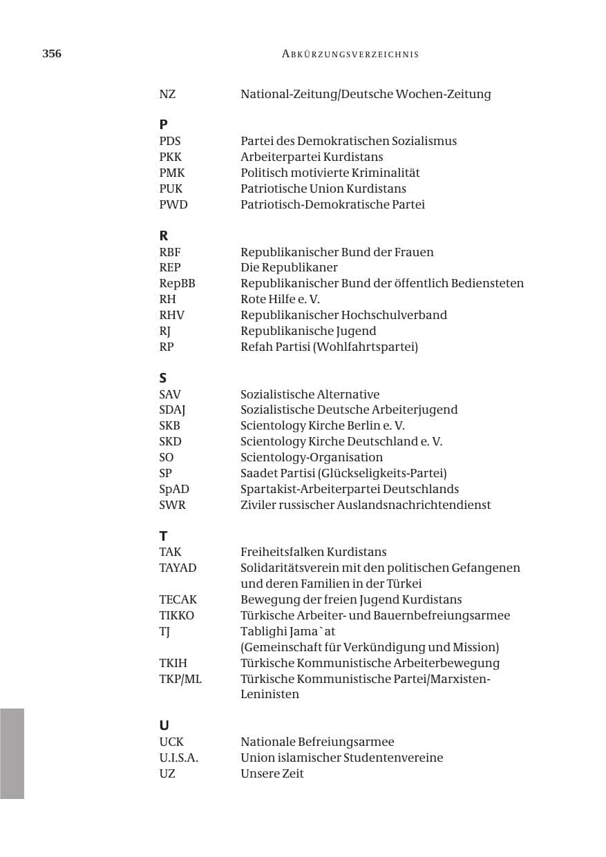 Seite 358 des Verfassungsschutzbericht 2004 Bund