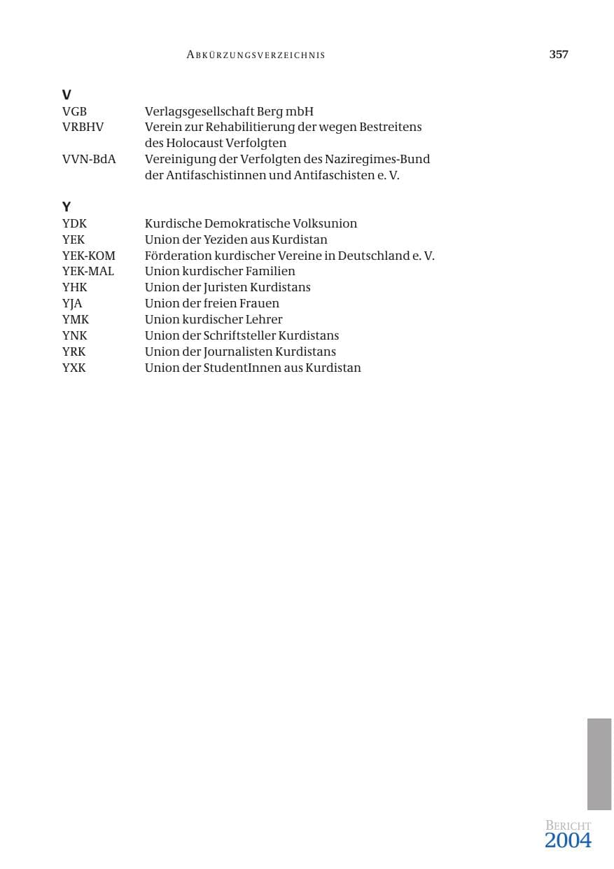 Seite 359 des Verfassungsschutzbericht 2004 Bund