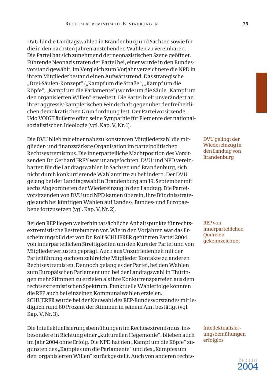 Seite 37 des Verfassungsschutzbericht 2004 Bund