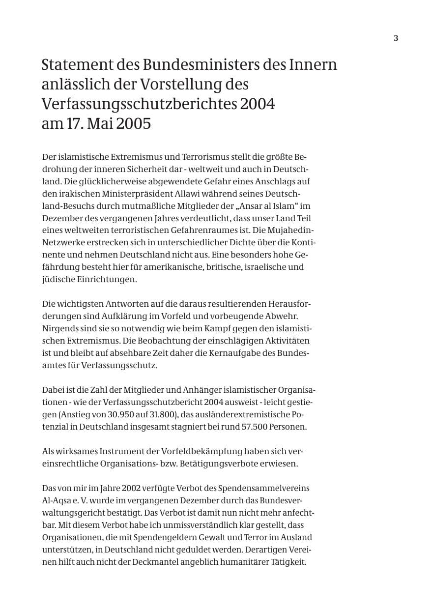 Seite 5 des Verfassungsschutzbericht 2004 Bund