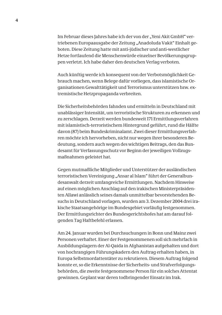 Seite 6 des Verfassungsschutzbericht 2004 Bund