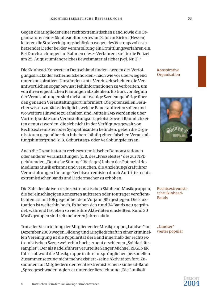 Seite 55 des Verfassungsschutzbericht 2004 Bund
