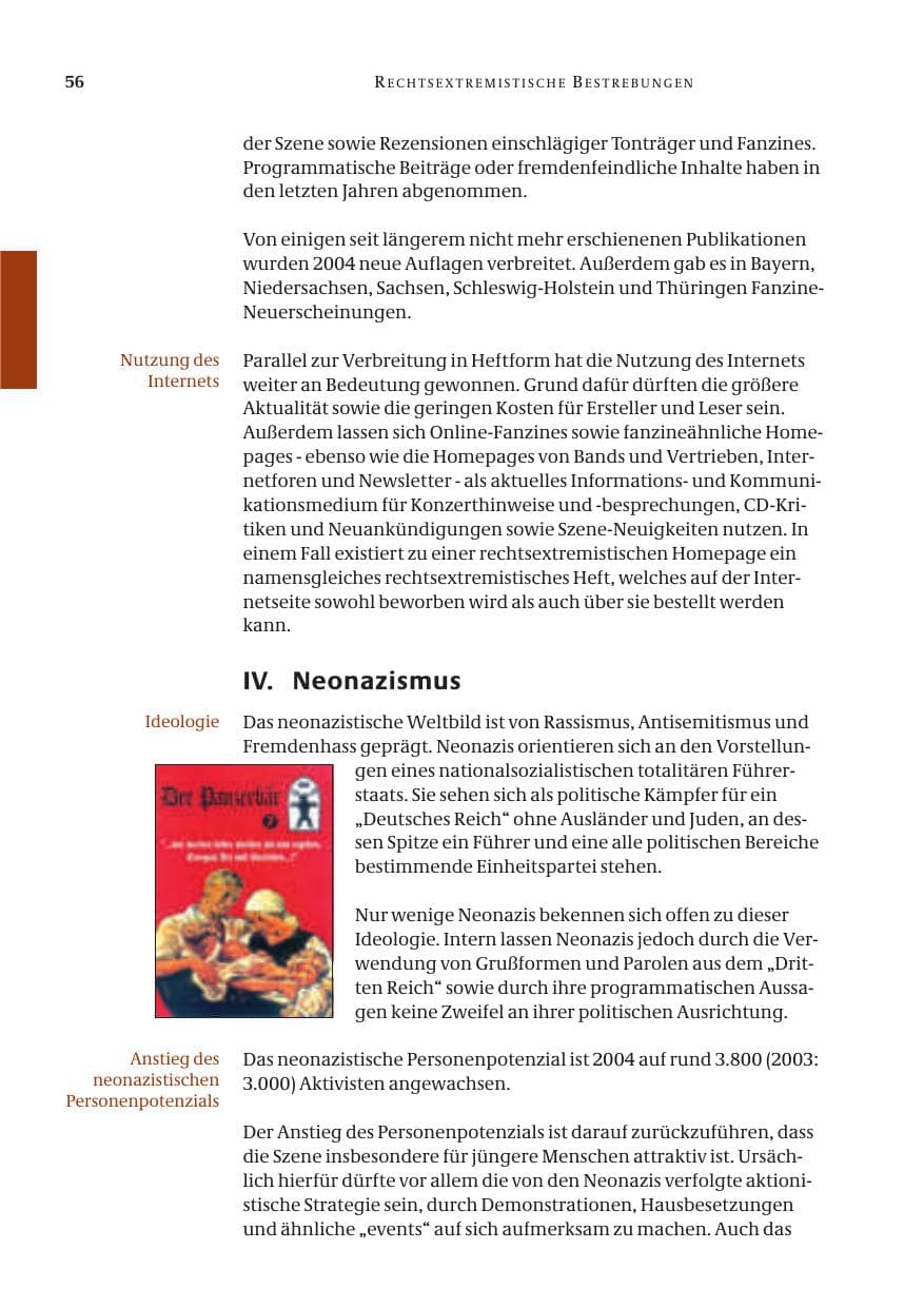 Seite 58 des Verfassungsschutzbericht 2004 Bund