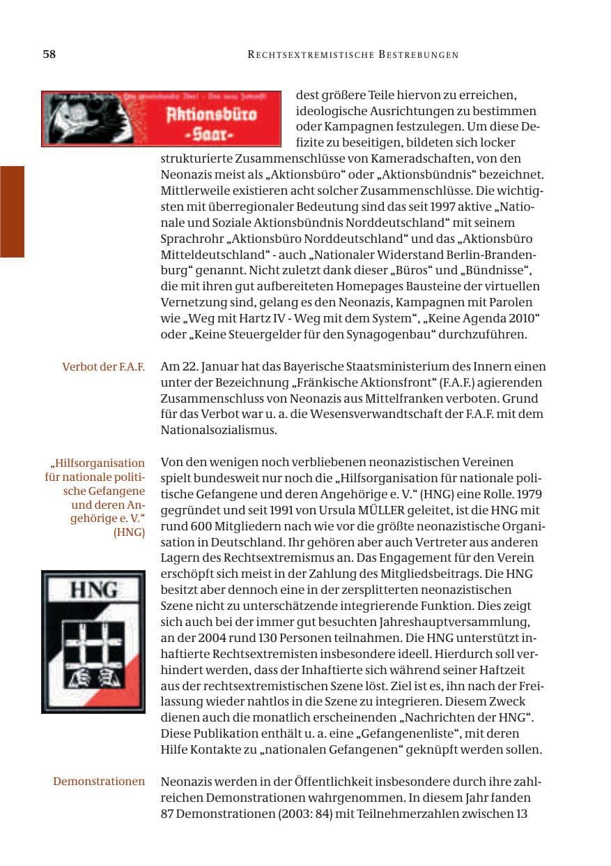 Seite 60 des Verfassungsschutzbericht 2004 Bund