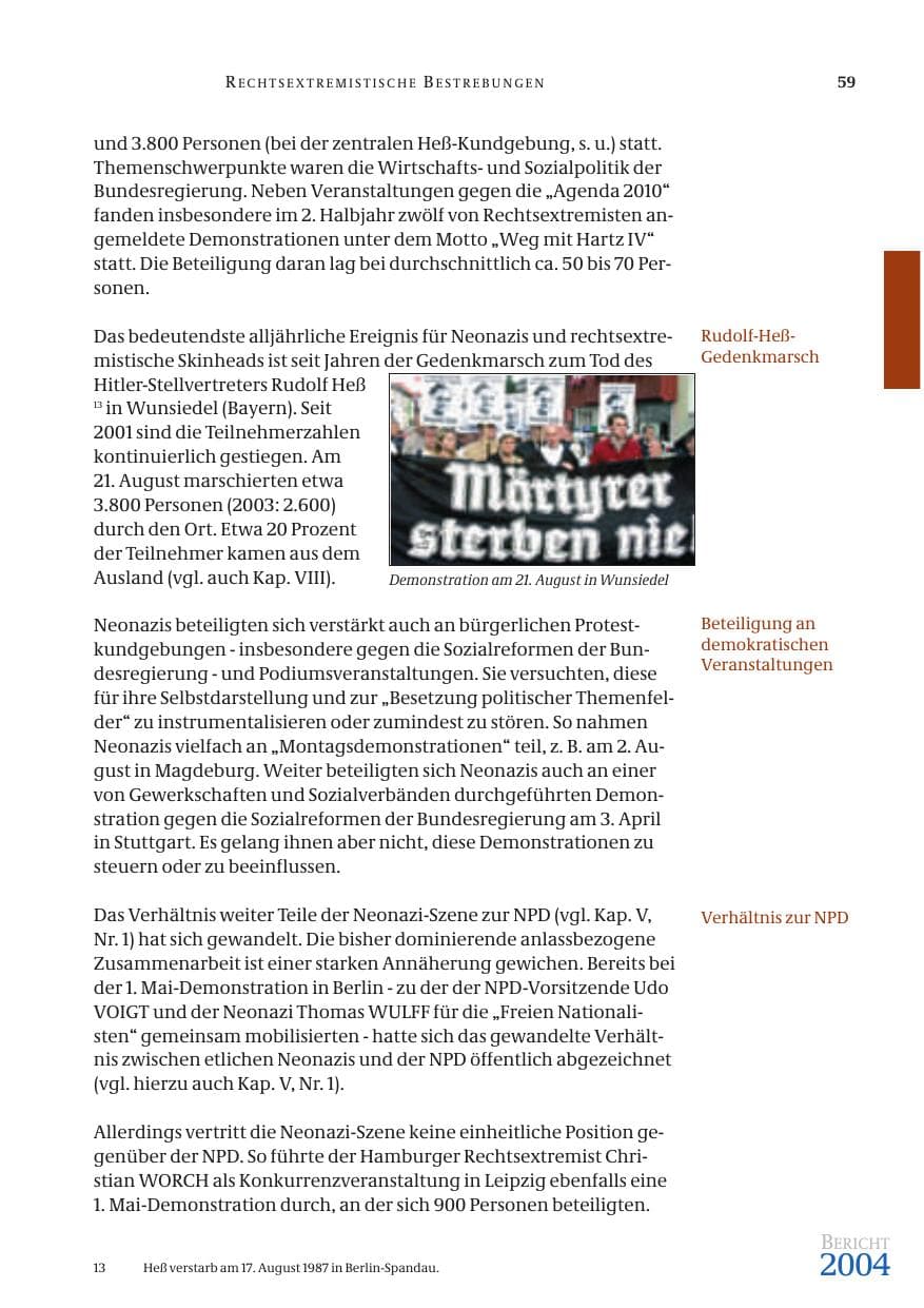 Seite 61 des Verfassungsschutzbericht 2004 Bund