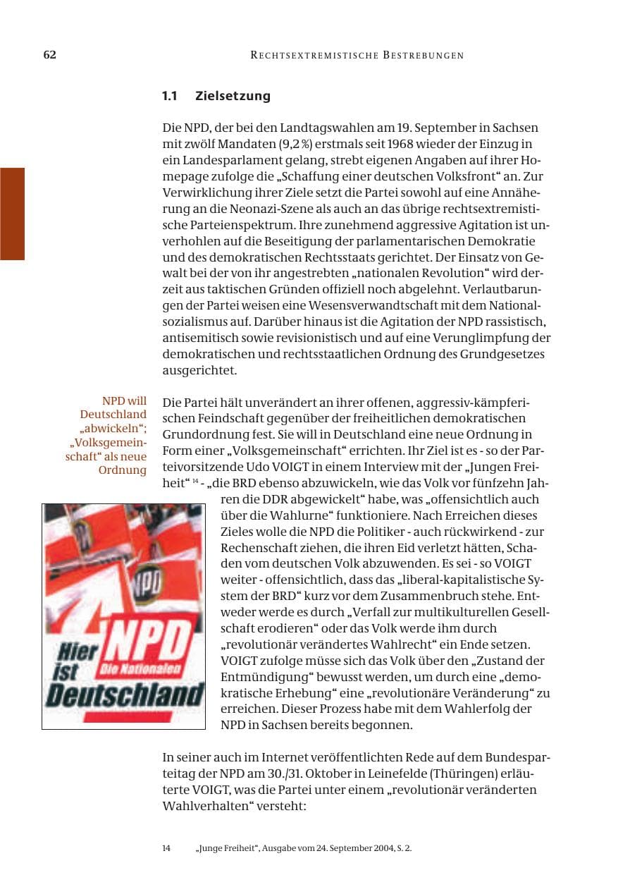 Seite 64 des Verfassungsschutzbericht 2004 Bund
