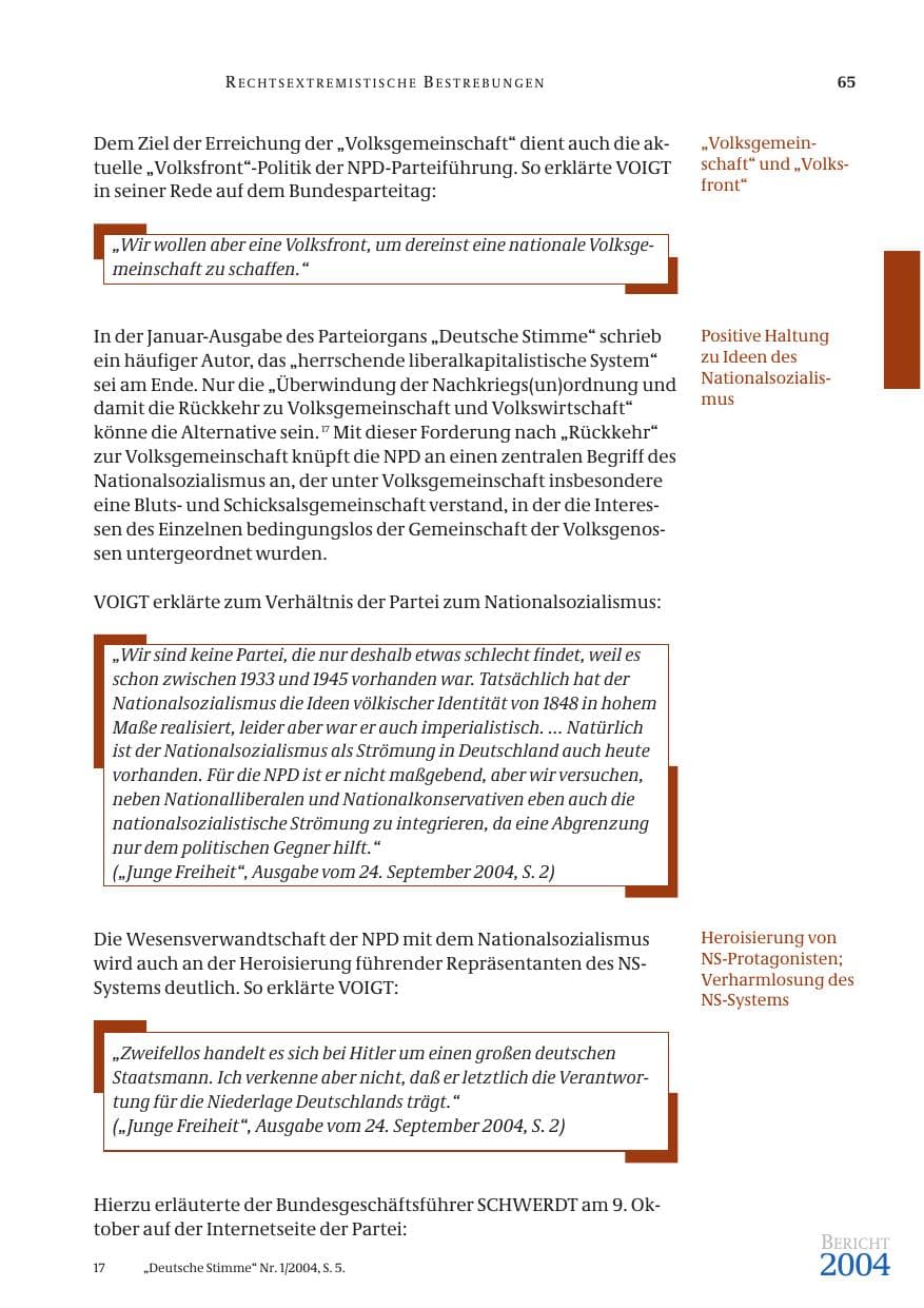 Seite 67 des Verfassungsschutzbericht 2004 Bund