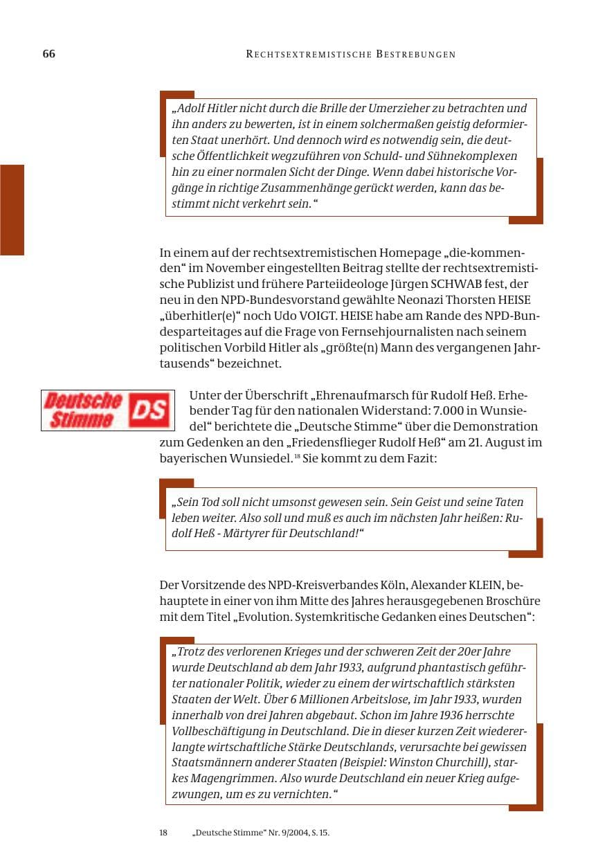 Seite 68 des Verfassungsschutzbericht 2004 Bund
