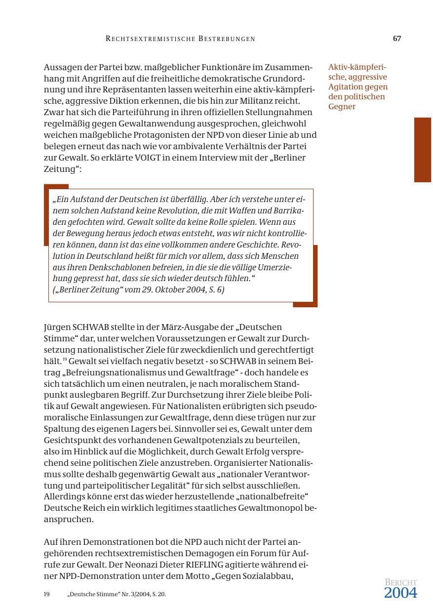 Seite 69 des Verfassungsschutzbericht 2004 Bund