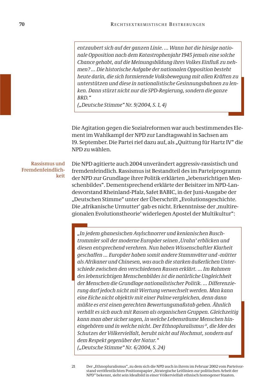 Seite 72 des Verfassungsschutzbericht 2004 Bund